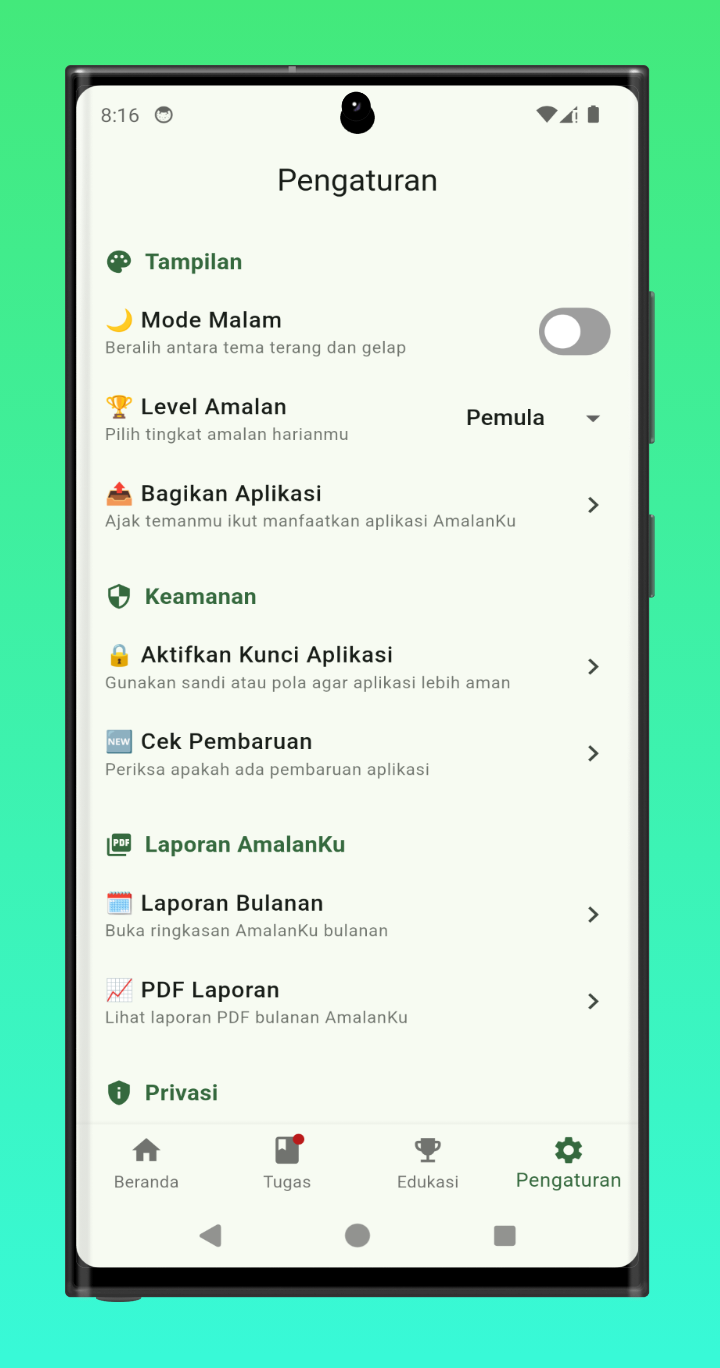 Pengaturan Aplikasi